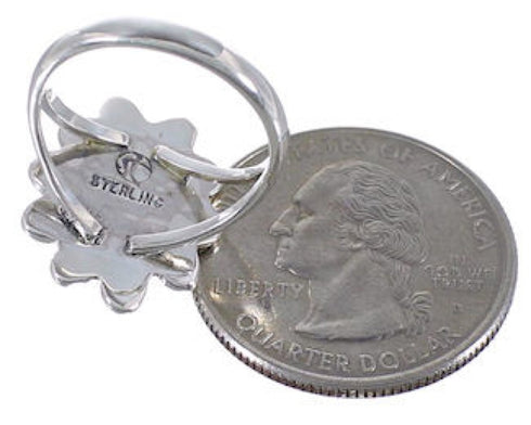 Southwestern Turquoise Flower Silver Ring Size 5-3/4 VX37282