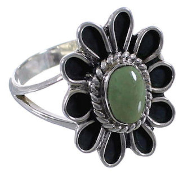 Turquoise Genuine Sterling Silver Flower Ring Size 7-1/2 VX37287