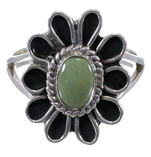 Turquoise Genuine Sterling Silver Flower Ring Size 7-1/2 VX37287