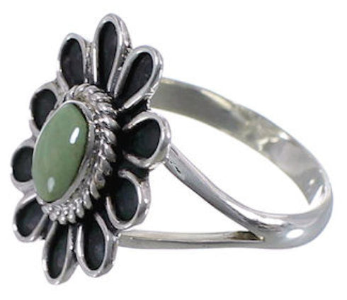Turquoise Genuine Sterling Silver Flower Ring Size 7-1/2 VX37287