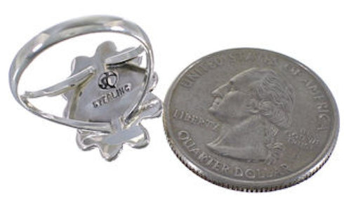 Turquoise Genuine Sterling Silver Flower Ring Size 7-1/2 VX37287