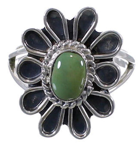 Southwest Turquoise Sterling Silver Flower Ring Size 5-3/4 VX37297