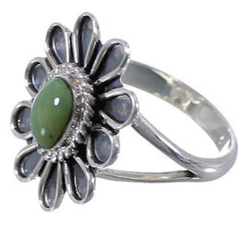 Southwest Turquoise Sterling Silver Flower Ring Size 5-3/4 VX37297