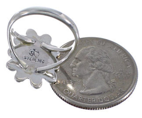 Southwest Turquoise Sterling Silver Flower Ring Size 5-3/4 VX37297