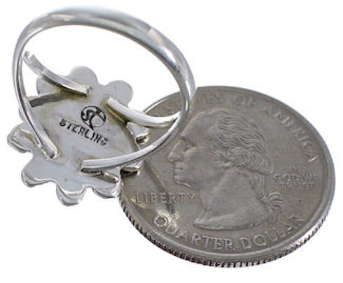 Genuine Sterling Silver Flower Turquoise Ring Size 5-1/4 VX37306