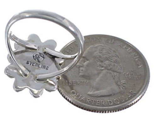 Genuine Sterling Silver Turquoise Flower Ring Size 4-3/4 VX37323