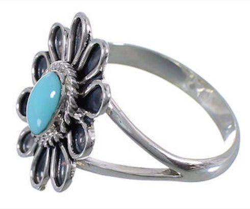 Sterling Silver Turquoise Flower Jewelry Ring Size 6-3/4 VX37346