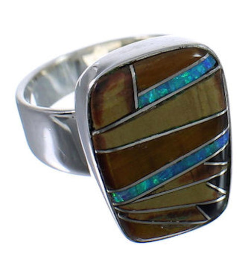 High Quality Multicolor Southwestern Silver Ring Size 6-3/4 EX40206