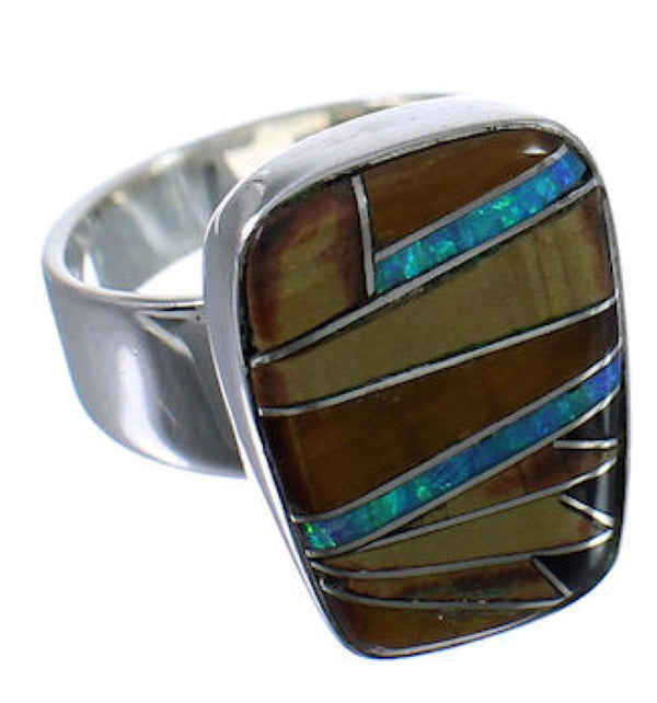 High Quality Multicolor Southwestern Silver Ring Size 6-3/4 EX40206