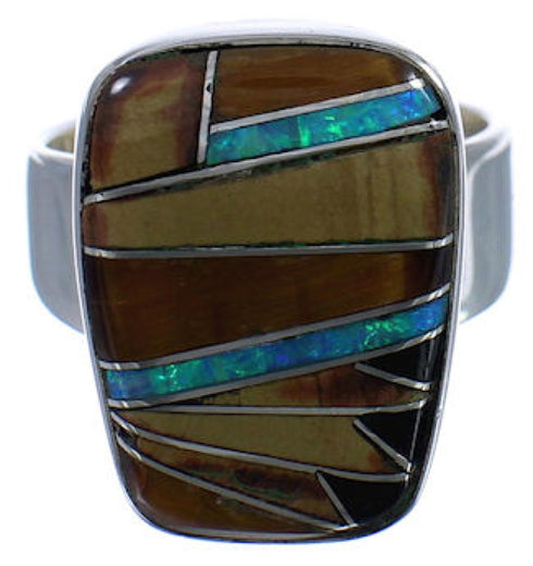High Quality Multicolor Southwestern Silver Ring Size 6-3/4 EX40206