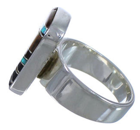 High Quality Multicolor Southwestern Silver Ring Size 6-3/4 EX40206