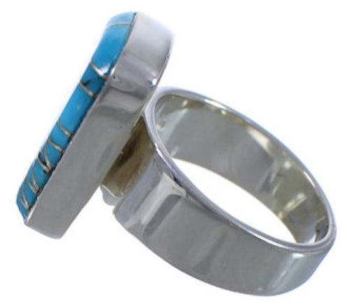 Southwestern Turquoise Inlay Sturdy Ring Size 6-1/4 EX40372