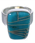 Turquoise Inlay Substantial Silver Ring Size 7-1/4 EX40374