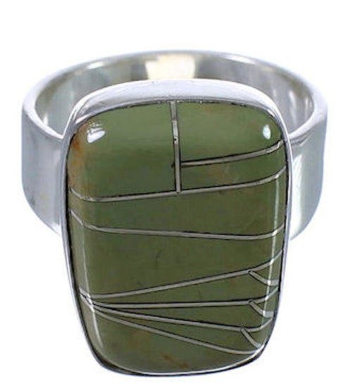 Well-Built Southwest Turquoise Inlay Ring Size 6-3/4 EX40407