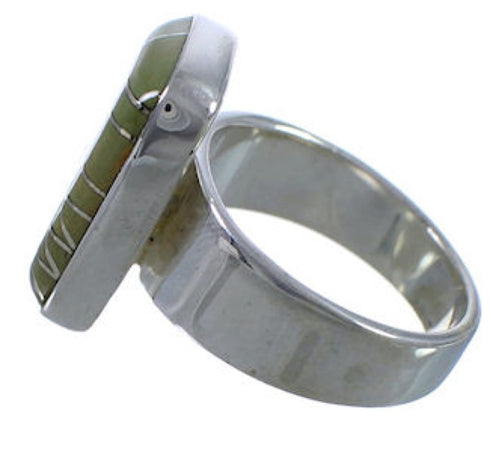 Turquoise Inlay High Quality Silver Ring Size 5-1/4 EX40412