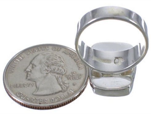 Turquoise Inlay High Quality Silver Ring Size 5-1/4 EX40412