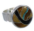 Sturdy Multicolor Southwestern Silver Ring Size 7-3/4 WX37928