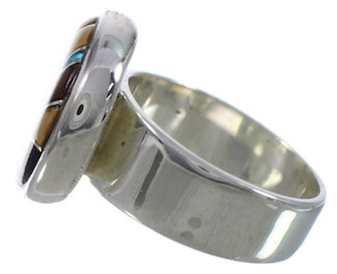 Sturdy Southwest Multicolor And Sterling Silver Ring Size 5 WX37807
