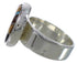 Sturdy Multicolor Southwestern Silver Ring Size 7-3/4 WX37928