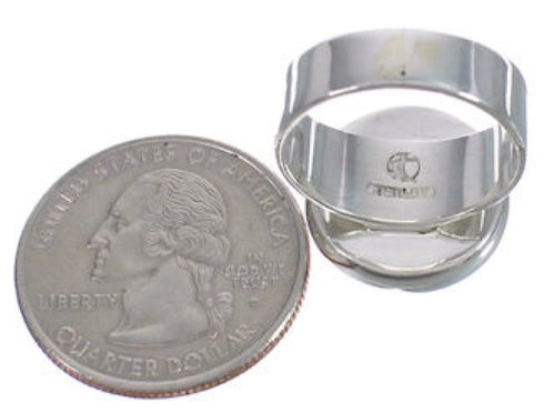 Sturdy Multicolor Southwestern Silver Ring Size 7-3/4 WX37928