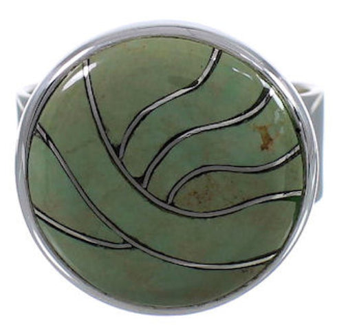 Sturdy Turquoise Southwest Silver Ring Size 8-1/4 WX38301