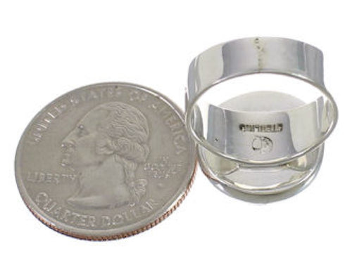 Sturdy Southwest Silver Turquoise Ring Size 6-1/2 WX38295