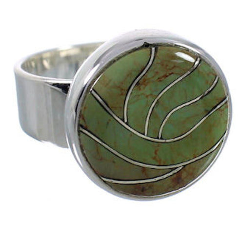 Sturdy Turquoise Sterling Silver Southwest Ring Size 8-1/4 WX38302