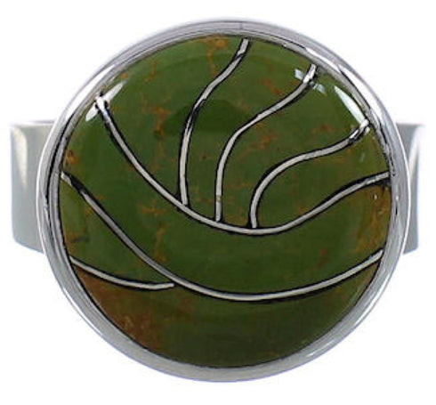 Southwest Sturdy Turquoise Sterling Silver Ring Size 7-1/4 WX38305