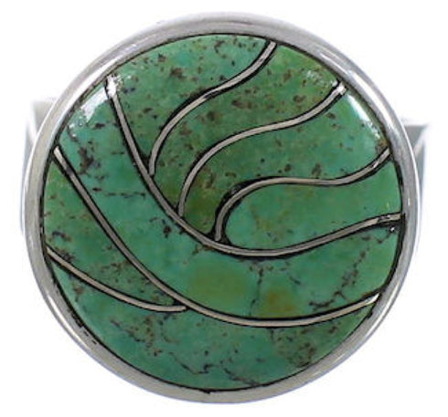 Southwest Heavy Turquoise Sterling Silver Ring Size 6-3/4 WX38317