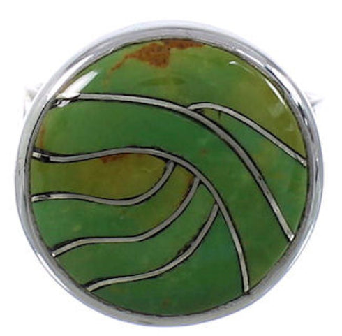 Heavy Southwest Turquoise Sterling Silver Ring Size 5-1/4 WX38316