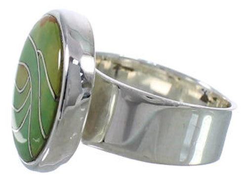 Heavy Southwest Turquoise Sterling Silver Ring Size 5-1/4 WX38316