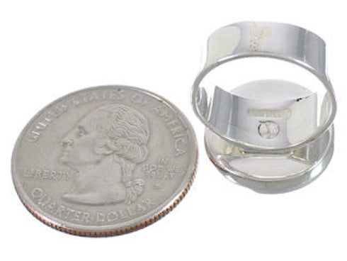 Heavy Southwest Turquoise Sterling Silver Ring Size 5-1/4 WX38316