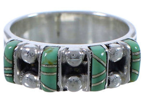 Sterling Silver Turquoise Southwest Inlay Ring Size 6-3/4 WX34372