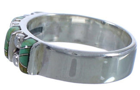 Silver Southwest Turquoise Inlay Ring Size 4-3/4 WX34387