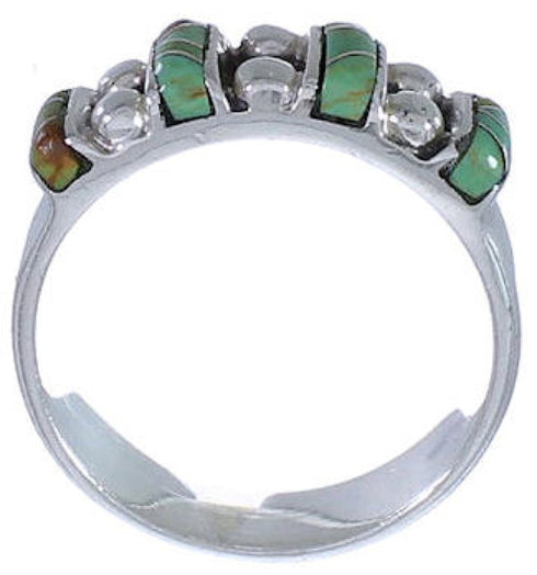 Silver Southwest Turquoise Inlay Ring Size 4-3/4 WX34387