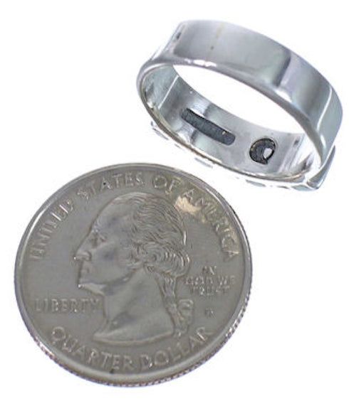 Silver Southwest Turquoise Inlay Ring Size 4-3/4 WX34387
