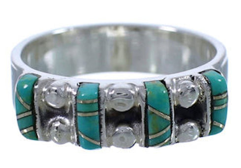 Turquoise Inlay Silver Southwest Ring Size 6-1/4 WX34405