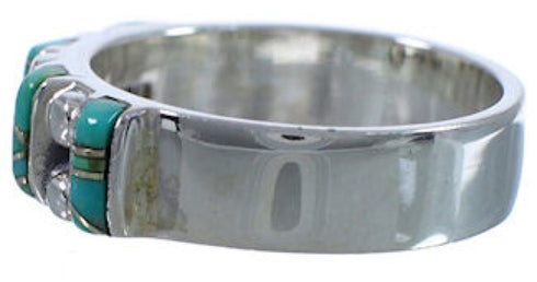 Turquoise Inlay Silver Southwest Ring Size 6-1/4 WX34405
