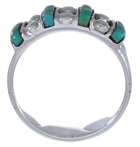 Turquoise Inlay Silver Southwest Ring Size 6-1/4 WX34405