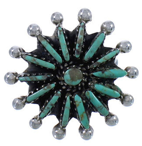 Silver Needlepoint Turquoise Ring Size 6-1/4 WX34509