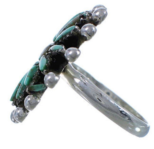 Silver Needlepoint Turquoise Ring Size 6-1/4 WX34509