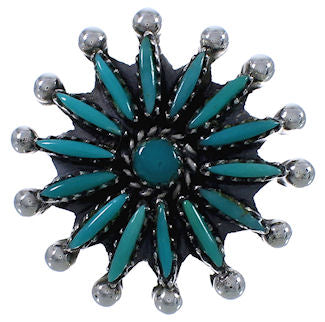 Authentic Silver Needlepoint Turquoise Ring Size 5-1/4 WX34514