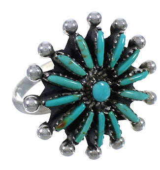 Turquoise Genuine Sterling Silver Needlepoint Ring Size 8-1/2 AX87453