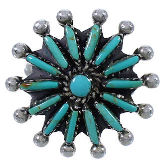 Turquoise Genuine Sterling Silver Needlepoint Southwest Ring Size 6-1/2 AX87451