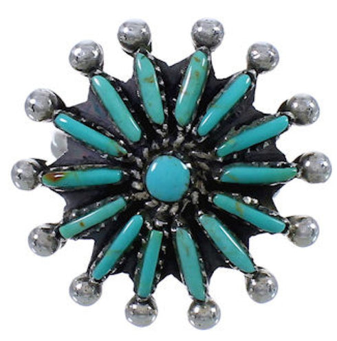 Southwest Silver Needlepoint Turquoise Jewelry Ring Size 5-1/2 WX34528