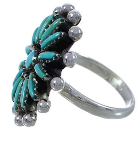 Southwest Silver Needlepoint Turquoise Jewelry Ring Size 5-1/2 WX34528