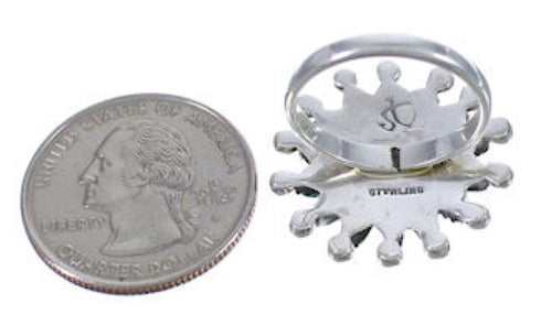 Southwestern Silver Needlepoint Turquoise Ring Size 8-1/2 WX34529