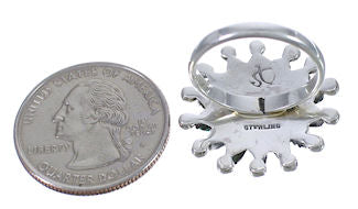 Turquoise Genuine Sterling Silver Needlepoint Southwest Ring Size 6-1/2 AX87451