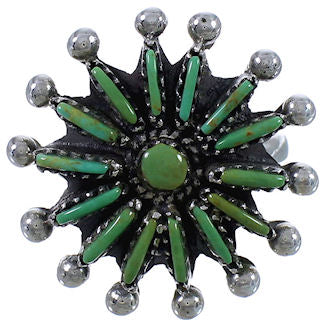 Southwestern Silver Needlepoint Turquoise Ring Size 7-3/4 WX34534