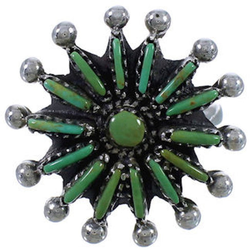 Silver Needlepoint Turquoise Southwest Jewlery Ring Size 7-1/4 WX34544